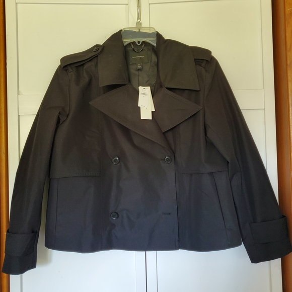 Banana Republic Black Cropped Trench Jacket Versatile Style - Picture 1 of 4